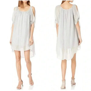 🎉HOST PICK🎉M Made in Italy | Silk Blend Cold Shoulder Polk a Dot  Dress